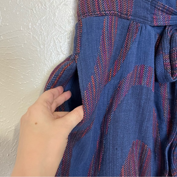 Cidra Anthro Ikat Ethnic Blue Short Flared Mini Skirt Waist Tie Womens Size 14 - Picture 4 of 11